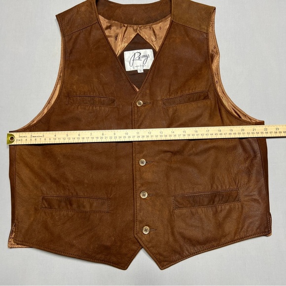 Remy Leather Men’s Brown Vest with Rustic Charm Size L - Picture 8 of 11